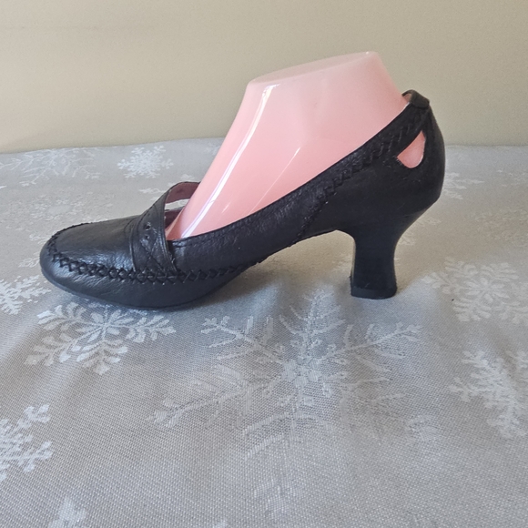 Jessica Mary Jane Heels Pumps Black Leather Pin Up Round Toe Vintage Sz 9M - Picture 3 of 16